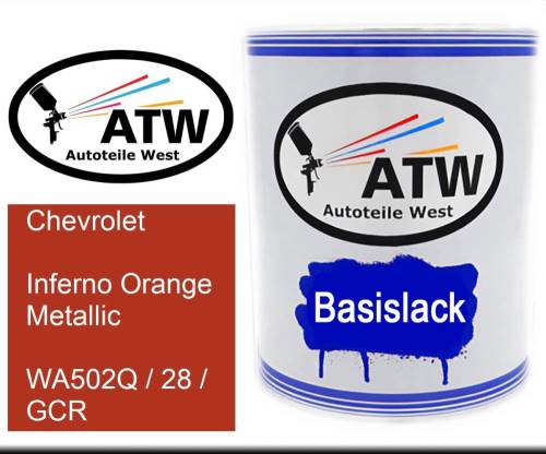 Chevrolet, Inferno Orange Metallic, WA502Q / 28 / GCR: 1L Lackdose, von ATW Autoteile West.